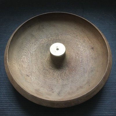 Vintage 1950s Hand-Turned Rain Tree Monkey pod Wood Round Wooden Nut Bowl 8''D