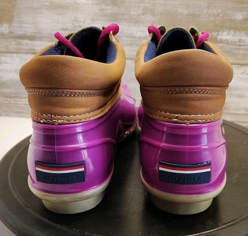 Tommy Hilfiger Women's Pink Waterproof Rain/Duck Boots Size 8 VGC - Picture 4 of 11