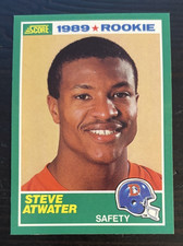 1989 SCORE Football STEVE ATWATER Rookie Card RC #263 Broncos. rookie card picture