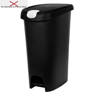 12.3gal Slim Step Trash Can with Locking Lid Black: Large Kitchen Garbage Can