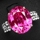 Elegant Magenta Pink Tourmaline Oval 8.55Ct 925 Sterling Silver White Gold Rings