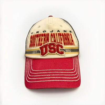 Vintage USC Trojans Est 1880 Mens Red White SnapBack Trucker Mesh Hat Sample