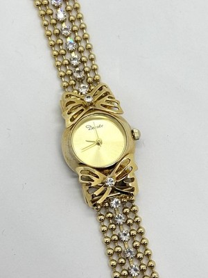 Damen goldfarbene Dazzle Armbanduhr Uhr - Schleifendetail - Armbandband - funktioniert