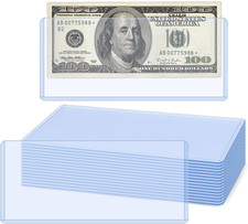 15 Pack Hard Plastic Clear Money Holders Dollar Bill Top-Load Sleeves