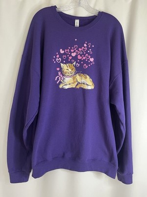 Size 2X Jerzee Women s Purple Cat & Hearts Sweatshirt