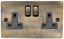 G&H Flat Plate Antique Brass FAB3 Light Switches, Plug Sockets, USB, Dimmers