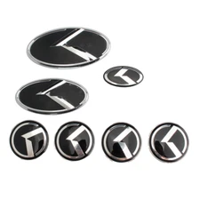 7x Black Chrome K Front Rear Steering Wheel Center Caps Emblem Sticker
