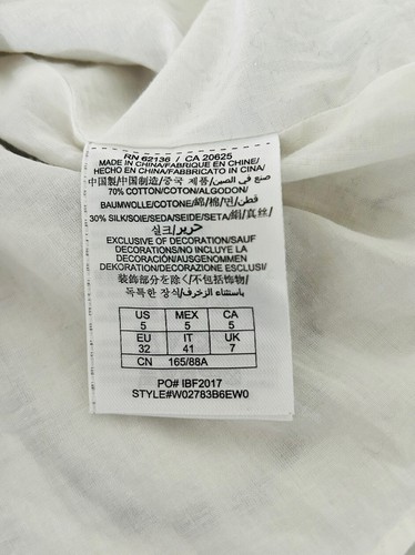 Vestido Guess Para Mujer Blanco Manga Corta Ojales Vieira Calce y Acampanado Talla S Pequeño - Imagen 14 de 15