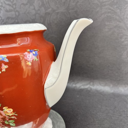 Vintage R.S. Prussia Rust Orange Porcelain Chocolate Coffee Pot Floral Large - Picture 12 of 17