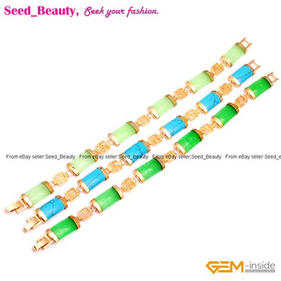 Green Jade Gemstone Rectangle Beads 7/"L Bracelet Jewelry Gift