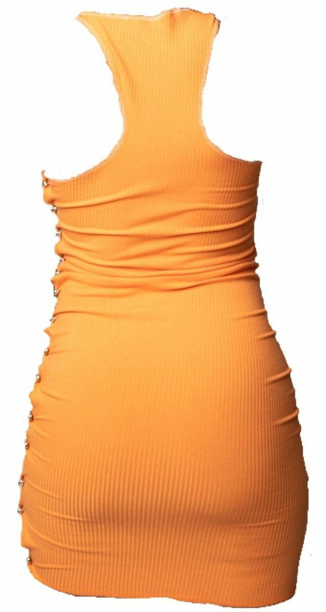 orange knit mini dress Oliviane Orange Ruched Knit Mini Dress