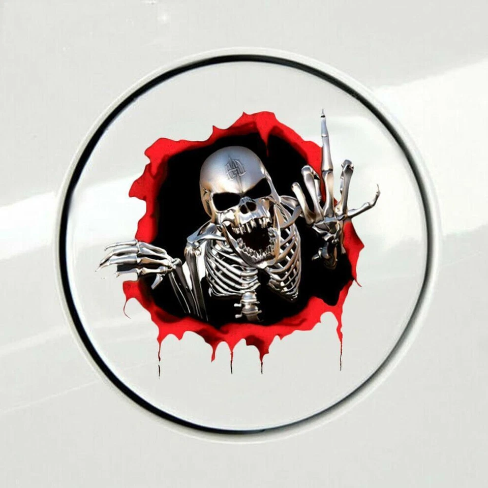 1x Calcomanía insignia emblema maletero lateral coche calavera esqueleto metal 3D Foto 4 de 4