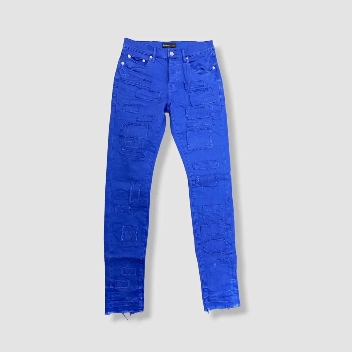 $345 Purple Brand Men's Blue Distressed Stretch Denim Jeans Pants