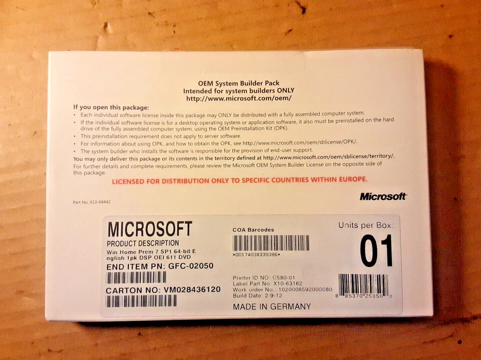 Microsoft Windows 7 Home Premium, 64-Bit OEM software - Image 2 of 4