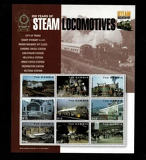 Gambia 2004 - Steam Locomotives Trains - Sheet of 9 Stamps - Scott #2835 - MNH