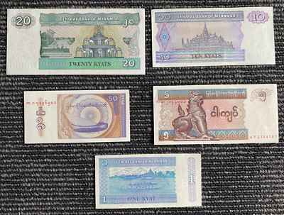 コレクション Vintage Myanmar banknotes Myanmar 5 Banknote Set 1, 5, 10 ,20, 50 Kyats - Collectable Set | eBay