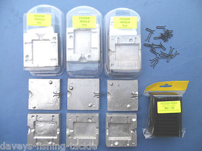 Zum Selbermachen Barbel Flachbett Käfig Feeder Blei Gewicht Form Kit 20 schwarze Schlaufen & 20 Maschen