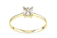 9ct Yellow Gold Princess Cut Cubic Zirconia Engagement Solitaire Ring By Citerna