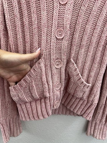 Old Navy Womens Sweater Cardigan Size Medium Pink Button Up Perfect Fit Knit - Picture 2 of 11