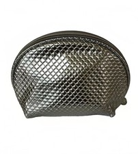 Nordstrom Cosmetic Makeup Bag Silver Metallic Zipper Shell Shaped Travel