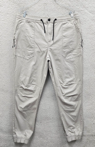 Denim Co Women Pants 2XL Beige Cotton Blend Drawstring Relaxed Fit Cuffed Jogger