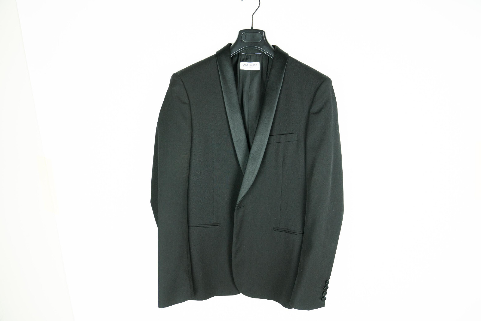 SAINT LAURENT PARIS giacca lana blazer cappotto sportivo tuta nero smoking 50