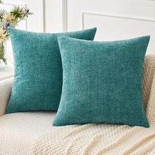 Pack of 2 Couch Throw Pillow Covers 18x18 Inch Soft 18" x 18" Pack of 2 Teal