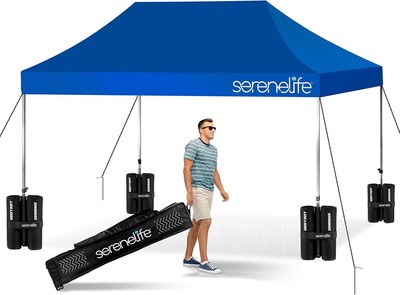 SereneLife SLGZ15BUPopUp Canopy Tent 10x15 -Commercial Instant Shelter(Open Box)