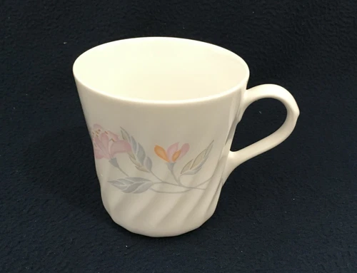 CORELLE STONEWARE COFFEE CUP MUG / PINK TRIO / FLOWER BLOSSOM / SWIRL DESIGN