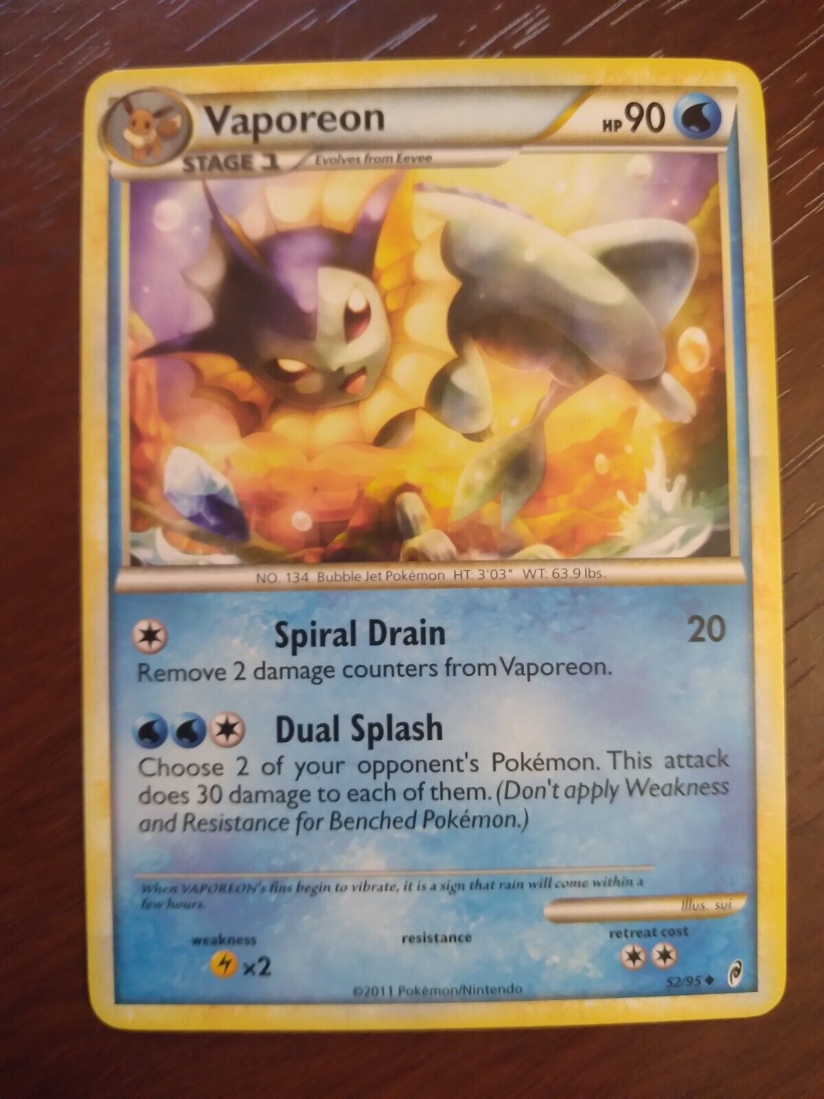 Pokémon TCG Vaporeon Call of Legends 52/95 Regular Uncommon NM