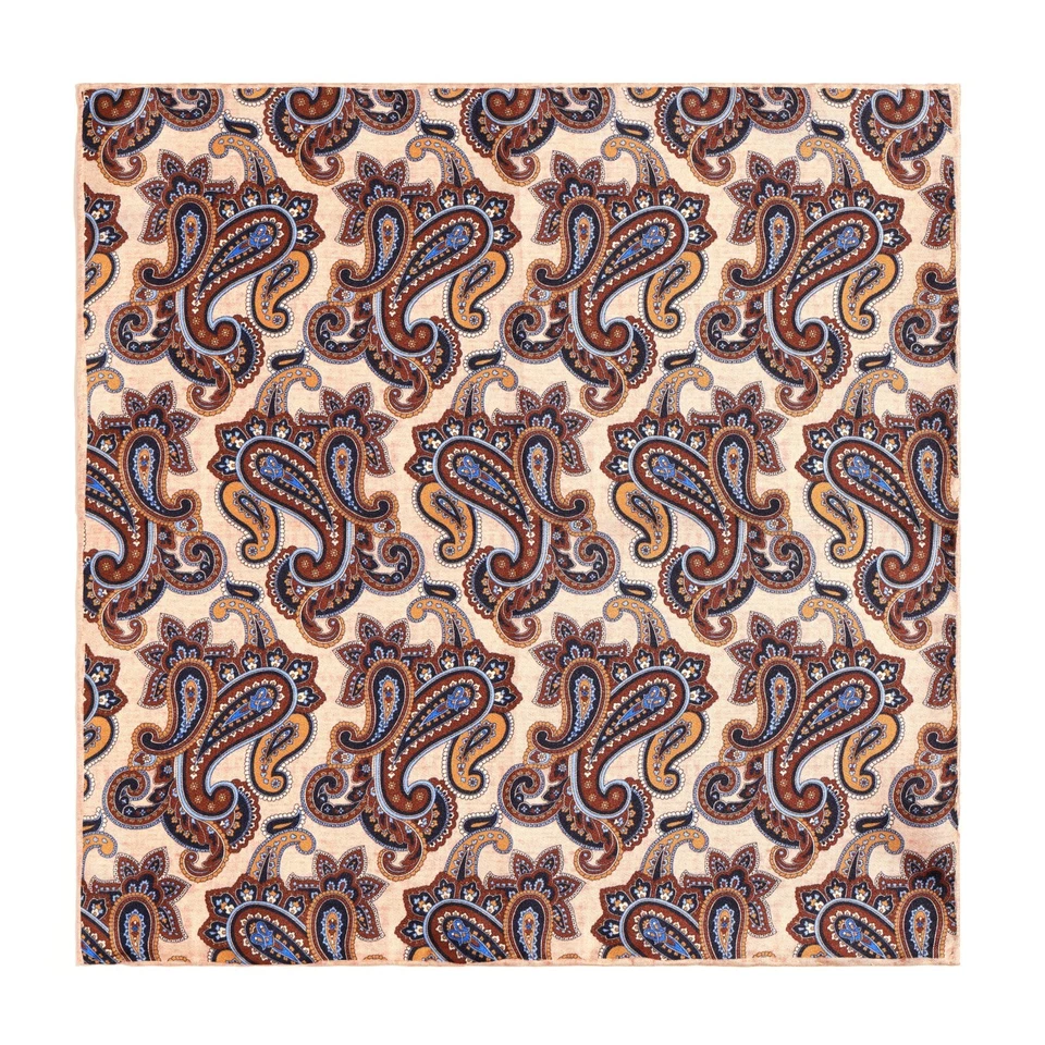 Pañuelo de sarga de seda 100% para hombre y pañuelo de bolsillo de cachemira marrón 30cm 11.8in Foto 2 de 4