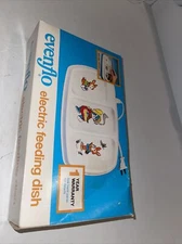 Vintage Evenflo Divided Baby Electric Feeding Dish Bunny Rabbits 1985
