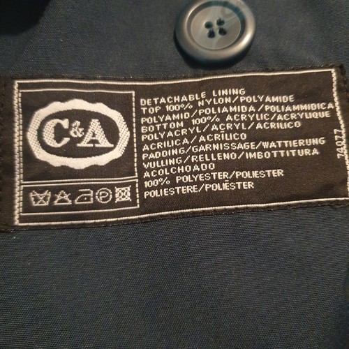 C&A VINTAGE BLUE TRENCH COAT Belted Detachable Lining Men 46 Chest 40 XL New/Tag - Picture 6 of 12
