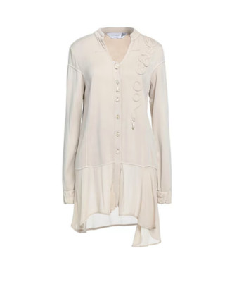 Elisa Cavaletti Langarm Tunika Shirt in Elfenbein, Größe S