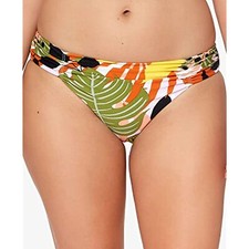  44 Bar III Tropical Print Stretch Ruched Lined Full Coverage Bikini Bottom XS