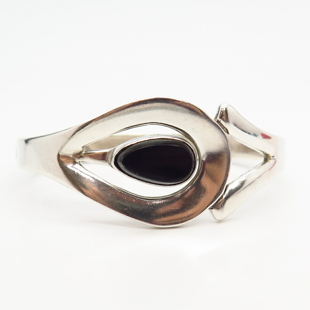 アクセサリー 80s Mexico black onyx bangle silver 925 925 Sterling Silver Vintage Mexico Black Onyx Gem Hinged