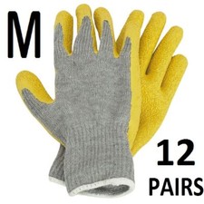 Latex Coated Work Gloves Medium 12 Pairs