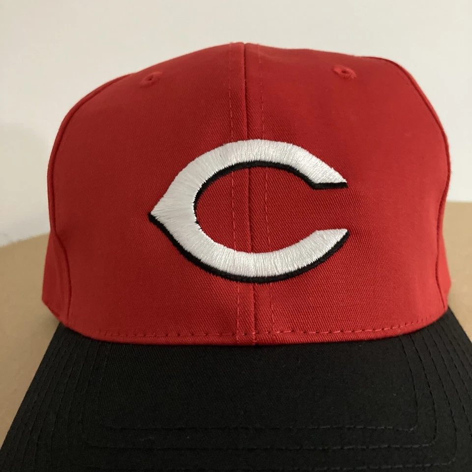 NWT Vintage Cincinnati Reds Snapback Hat Baseball Cap Plain Logo MLB 90s New - Image 3 of 4