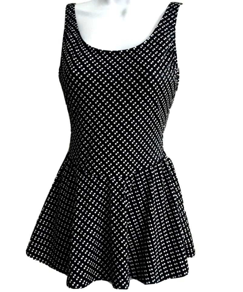 Traje de baño Anne Klein traje de baño de una pieza traje de baño 8 lunares negros blancos Foto 4 de 4