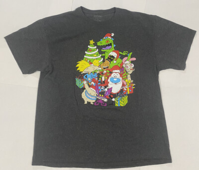 Rugrats Ren Stimpy Ahh Real Monsters Christmas Nickelodeon T-Shirt Mens XL  Gray | eBay