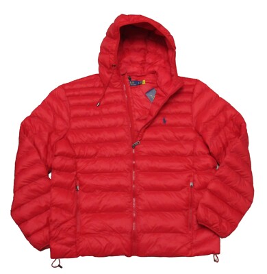 Polo by Ralph Lauren 赤 ジャンパー XXL Polo Ralph Lauren Men's Red Puffer Coat With Patch Size LT