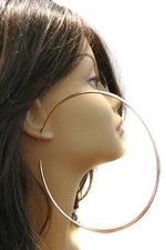 EXTRA LARGE 5 INCH HOOP THIN HOOP EARRINGS C SHAPE HOOPS GOLD OR SILVER PLATED