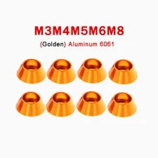 M3-M8 Anodized Aluminium Cone Cup Head Washers Fit Socket Cap Screws Bolt Golden