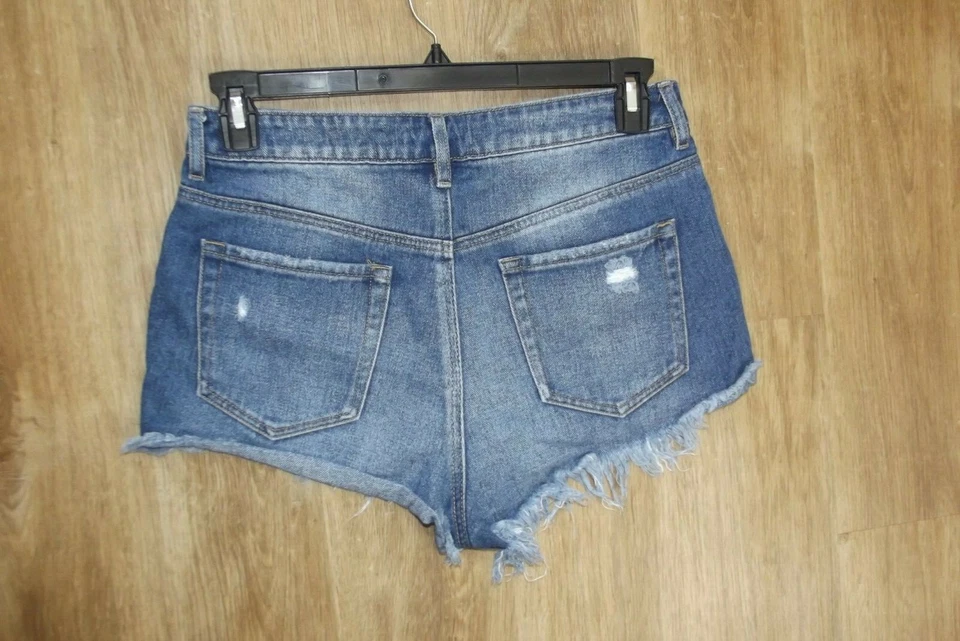 Pantalones Cortos Pacsun Para Mujer Talla 29 Azul Denim Tiro Alto Desgastados Corte Caliente Foto 4 de 4