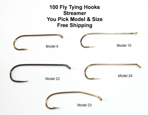 100 Fly Tying Hooks Streamer / Nymph - Pick Model & Size