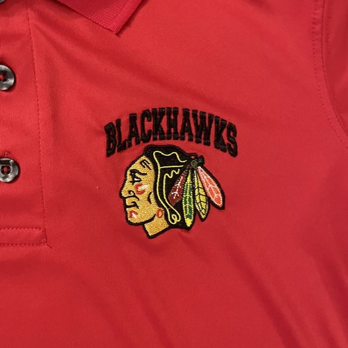 Camisa Polo Chicago Blackhawks Para Hombres Pequeña ALTA Roja con Logo NHL Hockey - Imagen 2 de 8