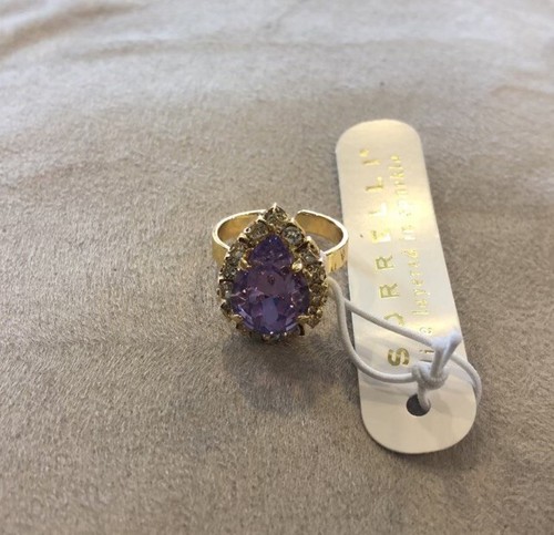 NWT Sorrelli Giselle Pear Amethyst Lavender Halo Cocktail Ring Adjustable - Picture 3 of 4
