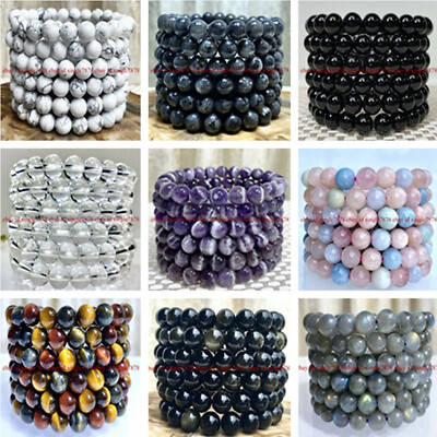 Wholesale Lots 6 Pcs 7.5'' Natural Crystal Healing Gemstone Stretch Bracelet