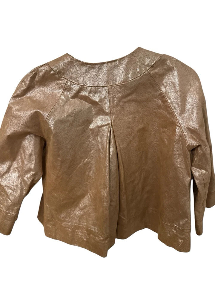 Chaqueta de cuero dorada Charlotte Tarantola-S Foto 2 de 4