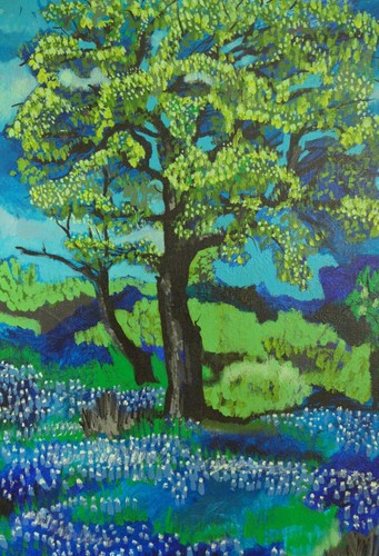 =American School, Texas (XX c.) O/C - "Magical Texas Bluebonnet Landscape", 1969 - Picture 3 of 10
